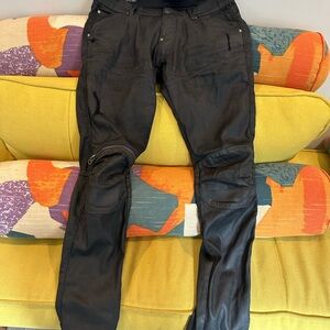 Black Distressed Wax Biker Jeans